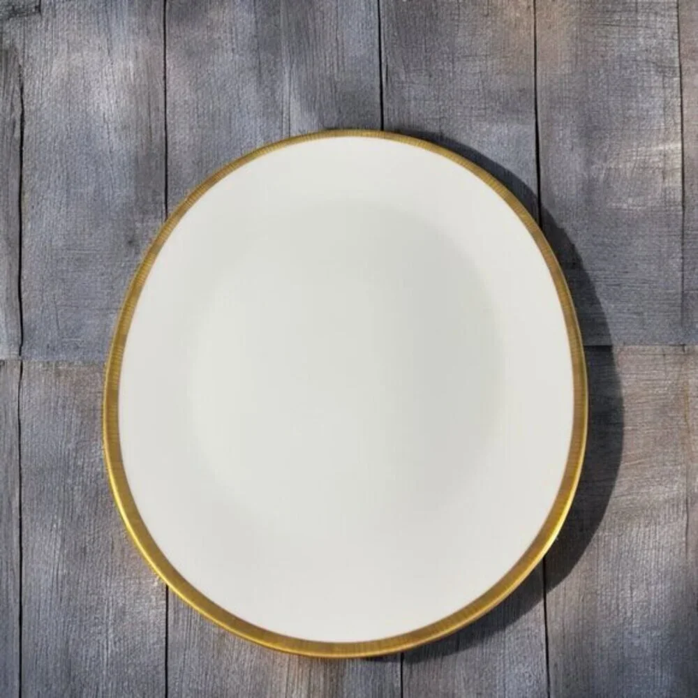 Rosenthal Germany 3680 White Gold BandBlack Lines Oval Serving Tray Platter 13in